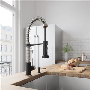 Robinet de cuisine avec douchette rétractable, noir mat