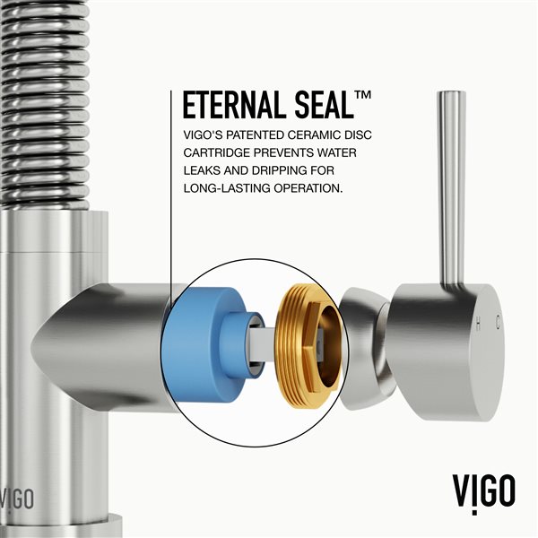 VIGO Edison&nbsp;19-in H Single Handle Pull-Down Sprayer Kitchen Faucet - Stainless Steel
