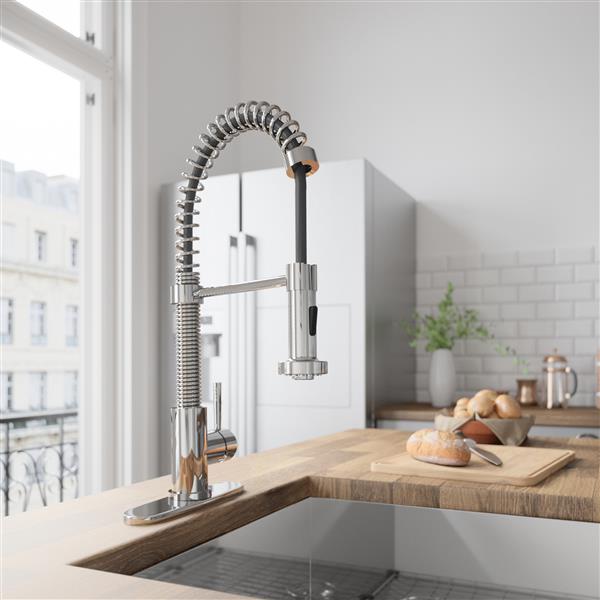 Edison Pull-Down Spray Kitchen Faucet With Deck Plate