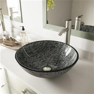 VIGO Glass Vessel Bathroom Sink - Titanium