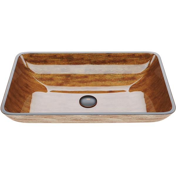 Glass Vessel Bathroom Sink - 22-in - Amber