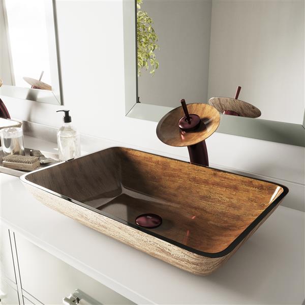 Glass Vessel Bathroom Sink - 22-in - Amber