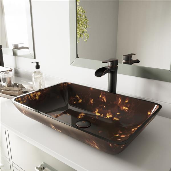 VIGO Glass Vessel Bathroom Sink - Brown