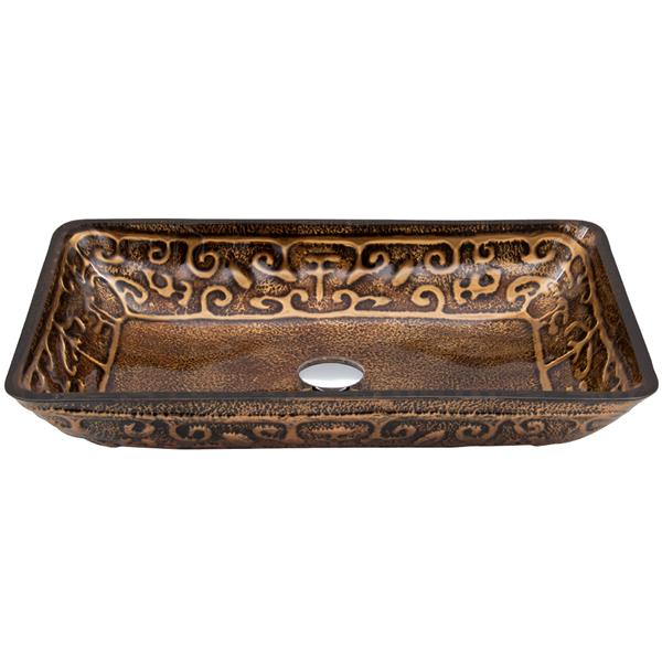 VIGO Donatello&nbsp;22-in L x&nbsp;15-in W x&nbsp;5-in H Golden Glass Rectangular Vessel Bathroom Sink - Brown