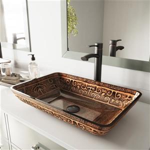VIGO Glass Vessel Bathroom Sink - Golden Greek