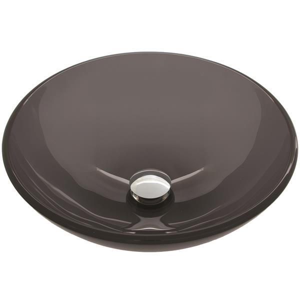 VIGO Giovanni&nbsp;17-in L x&nbsp;17-in W x&nbsp;6-in H Sheer Black Glass Round Vessel Bathroom Sink - Black