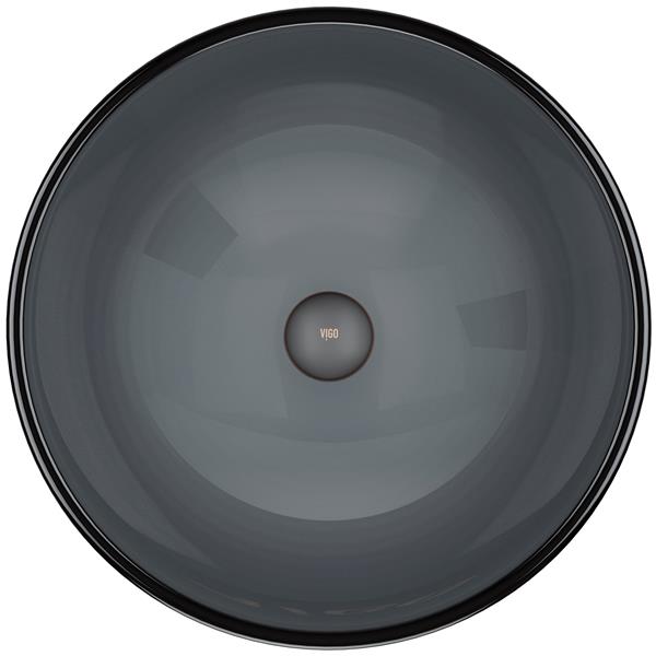 VIGO Giovanni&nbsp;17-in L x&nbsp;17-in W x&nbsp;6-in H Sheer Black Glass Round Vessel Bathroom Sink - Black