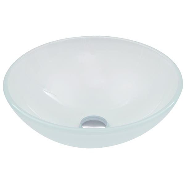 VIGO Giovanni&nbsp;17-in L x&nbsp;17-in W x&nbsp;6-in H White Frost Glass Round Vessel Bathroom Sink - White