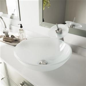VIGO Glass Vessel Bathroom Sink - White