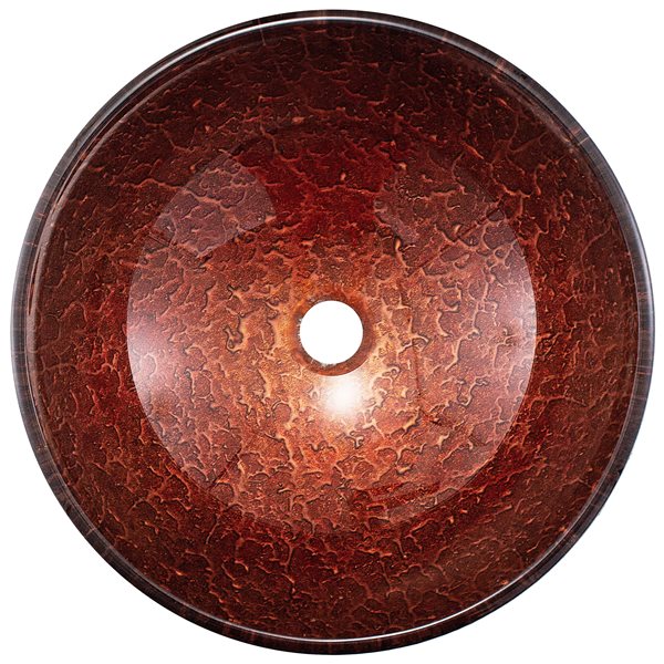 VIGO Giovanni&nbsp;17-in L x&nbsp;17-in W x&nbsp;6-in H Mahogany Moon Glass Round Vessel Bathroom Sink - Copper