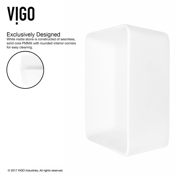VIGO Marigold&nbsp;18-in L x&nbsp;14-in W x&nbsp;5-in H Modern Matte Stone Rectangular Vessel Bathroom Sink - White