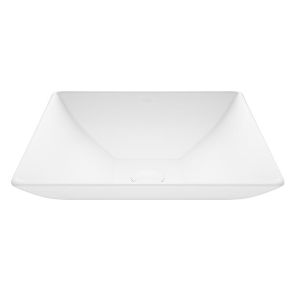 VIGO Hibiscus&nbsp;16-in x&nbsp;5-in H Modern Matte Stone Square Vessel Bathroom Sink - White