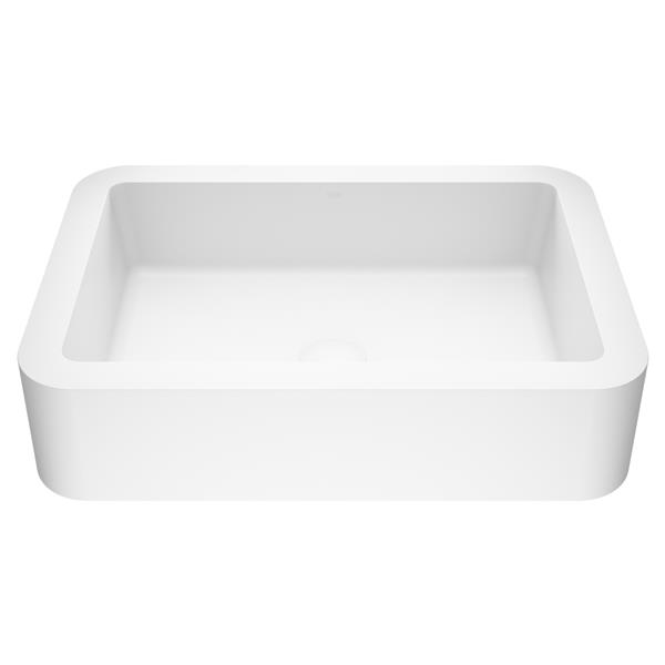 VIGO Petunia&nbsp;23-in L x&nbsp;16-in W x&nbsp;5-in H Modern Matte Stone Rectangular Vessel Bathroom Sink - White
