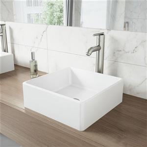 VIGO Vessel Bathroom Sink - White