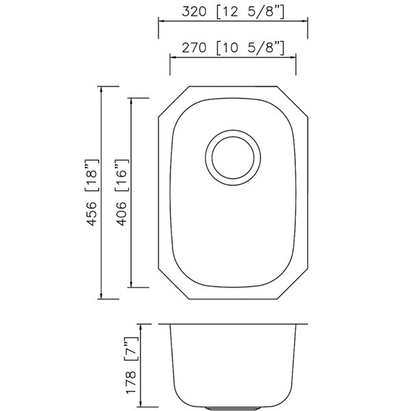 American Imaginations Undermount Single Sink - 12.62-in - Stainless Steel