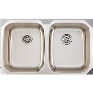 Évier double encastré, 38,62" x 20,5", acier inoxydable