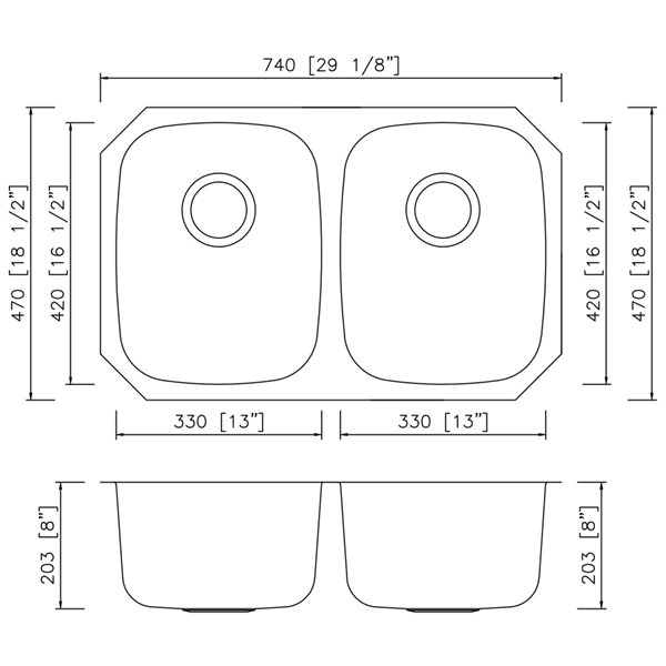American Imaginations Undermount Double Sink - 29.12-in - Stainless Steel