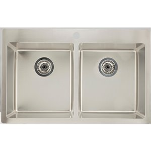 Évier double, 31,75" x 20,25", acier inoxydable