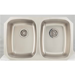 Évier double encastré, 32,12" x 18", acier inoxydable
