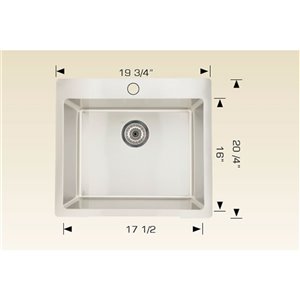 American Imaginations Single Sink - 19.75" x 20.25" - Stainless Steel
