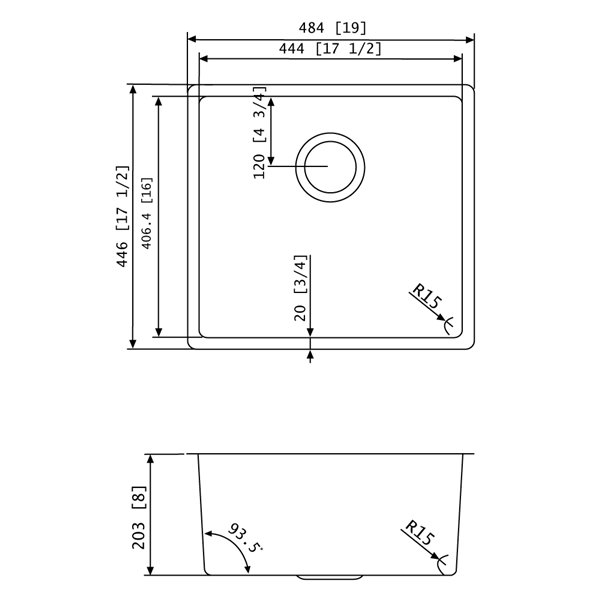 American Imaginations Undermount Single Sink - 19-in - Stainless Steel