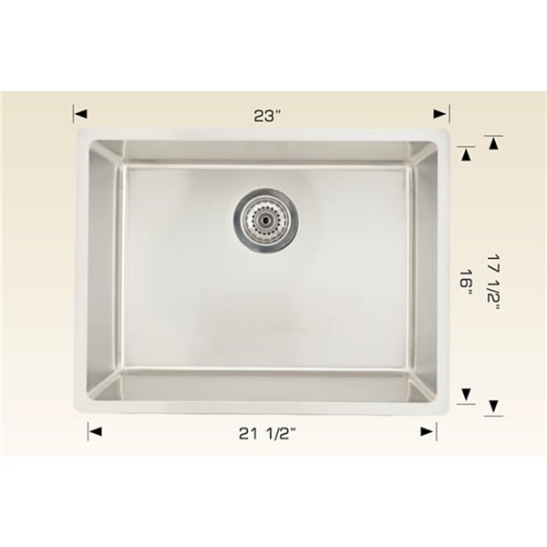 American Imaginations Single Sink - 23-in - Stainless Steel - Chrome