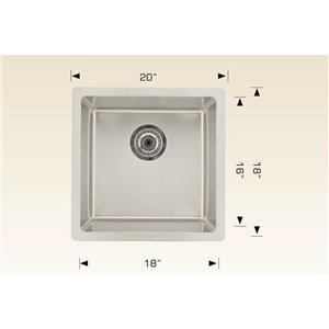 American Imaginations Undermount Single Sink - 20" - Stainless Steel