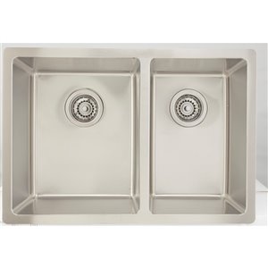 Évier double encastré, 26" x 18", acier inoxydable