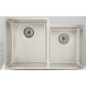 Évier double encastré, 31,25" x 20", acier inoxydable