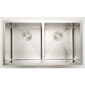 Évier de cuisine double American Imaginations, 32 po, acier inoxydable