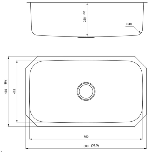 American Imaginations Undermount Single Sink - 31.5-in - Stainless Steel