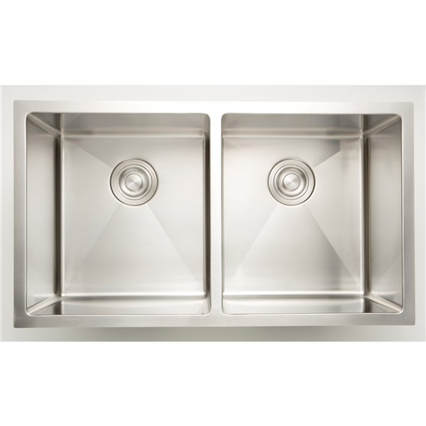 American Imaginations Undermount Double Sink - 18-in - Stainless