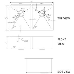 American Imaginations Undermount Double Sink - 18" - Stainless Steel