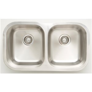 Évier double, 30,75" x 17,75", acier inoxydable