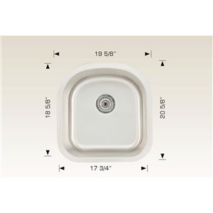 American Imaginations Undermount Single Sink - 20.62" x 19.62" - Stainless Steel