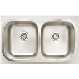 Évier double, 32,25" x 18,87", acier inoxydable
