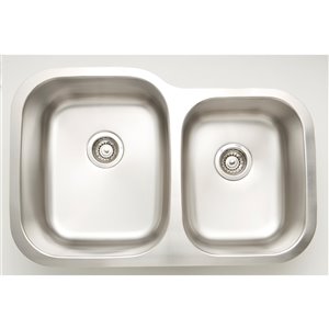 American Imaginations Undermount Double Sink - 32" - Chrome