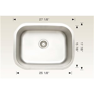 Évier simple encastré, 27,12" x 17,87", acier inoxydable