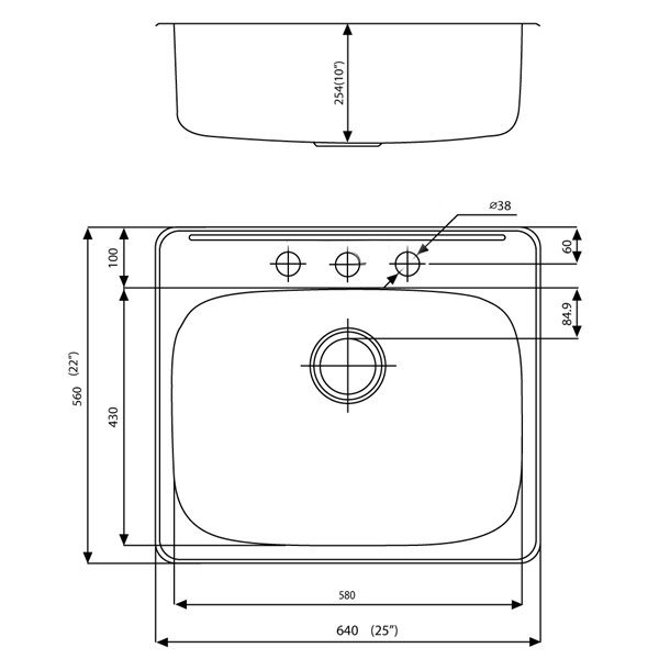 American Imaginations Single Sink - 22-in - Stainless Steel