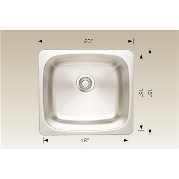 American Imaginations Single Sink - 20-in x 18-in - Stainless