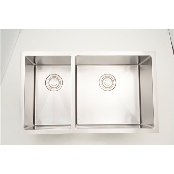 American Imaginations Undermount Double Sink - 32-in - Stainless Steel - Chrome