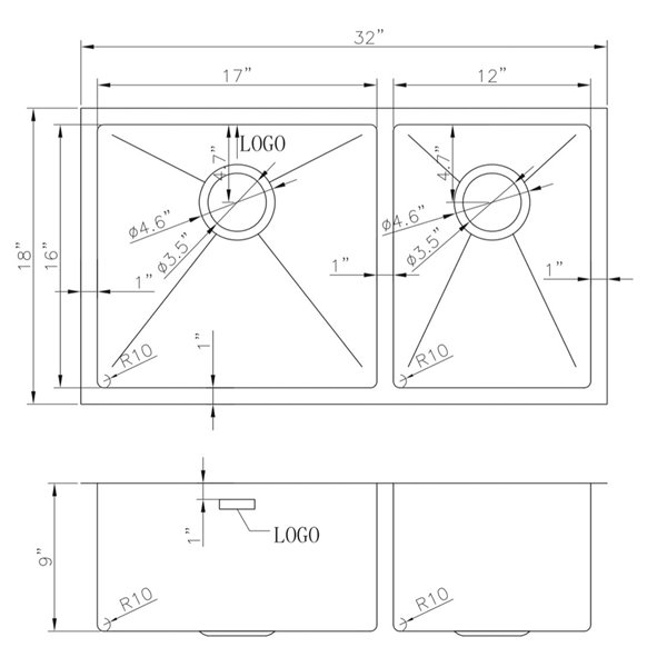 American Imaginations Undermount Sinks - 18-in - Stainless Steel