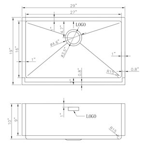 American Imaginations Undermount Sink - 29" x 19" - Stainless Steel