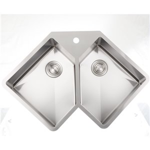 Évier double encastré, 36,37" x 24,75", acier inoxydable