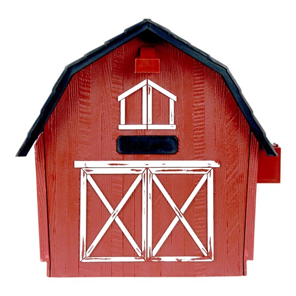 Barn Post Mount curbside Mailbox, Red