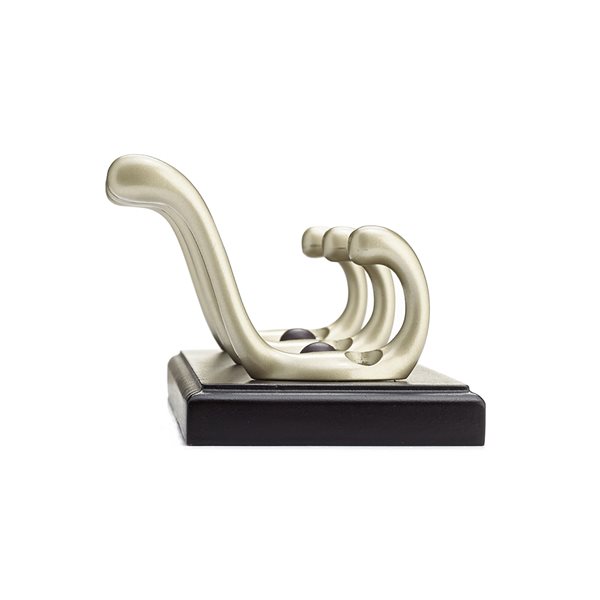 Richelieu 3-Hook Rack in Matte Nickel Metal and Espresso Wood