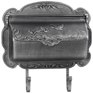 Boîte aux lettres murale en aluminium coulé à motif de colibri, argent suédois