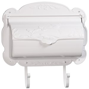 Boîte aux lettres en aluminium coulé à motif de colibri, blanc