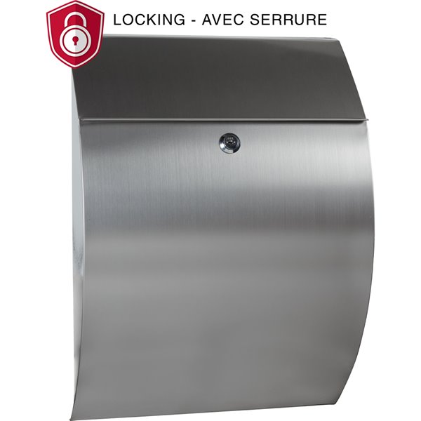 Boîte aux lettres murale avec porte verrouillable de Homerun Smart & Safe,  15 po x 14,5 po, acier inoxydable 10154-S11-O1S