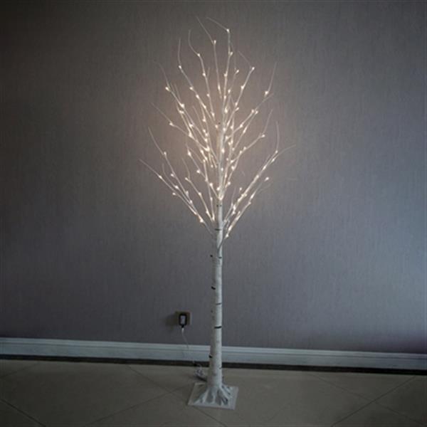 Hi-Line Gift Ltd. Tall Artificial Birch Tree with 120 LED Lights,